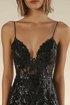 Spaghetti Straps Black Lace Tight Short Cocktail Dress