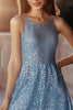 Load image into Gallery viewer, Sparkly Blue A Line Short Sequin Cocktail Dress