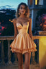 Load image into Gallery viewer, Light Orange Sweetheart Short Satin Homecoming Dress with Ruffles