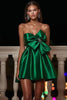 Load image into Gallery viewer, Sparkly Green Sweetheart Short Satin Homecoming Dress with Bow