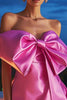 Load image into Gallery viewer, Short Fuchsia Strapless Satin Homecoming Dress with Bow