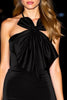 Load image into Gallery viewer, Black Short Halter Bodycon Satin Cocktail Dress with Bow