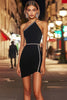 Load image into Gallery viewer, Sparkly Black Short Bodycon Cocktail Dress with Rhinestones