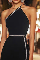Load image into Gallery viewer, Sparkly Black Short Bodycon Cocktail Dress with Rhinestones