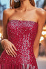 Load image into Gallery viewer, Sparkly Fuchsia Strapless Short Sequin Homecoming Dress with Fringes