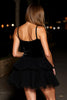 Load image into Gallery viewer, Black Short Corset Tiered Velvet Homecoming Dress with Ruffles