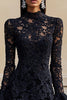 Load image into Gallery viewer, Black High Neck Lace Short Homecoming Dress with Sleeves