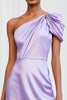 Load image into Gallery viewer, Lilac One Shoulder Short Ruched Satin Homecoming Dress