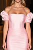 Load image into Gallery viewer, Pink Off the Shoulder Tight Short Satin Homecoming Dress