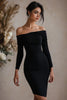 Load image into Gallery viewer, Black Off the Shoulder Short Tight Cocktail Dress with Sleeves