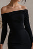 Load image into Gallery viewer, Black Off the Shoulder Short Tight Cocktail Dress with Sleeves