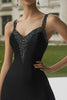Load image into Gallery viewer, Sparkly Black A Line Satin Short Cocktail Dress with Beading