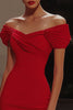 Load image into Gallery viewer, Red Off the Shoulder Tight Satin Short Cocktail Dress