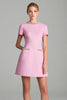 Load image into Gallery viewer, Pink Tweed Short Sleeves Homecoming Outfits with Pearls