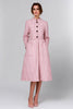 Load image into Gallery viewer, Pink Tweed A Line Plaid Midi Pageant Interview Outfits with Long Sleeves