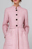 Load image into Gallery viewer, Pink Tweed A Line Plaid Midi Pageant Interview Outfits with Long Sleeves