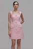 Load image into Gallery viewer, Pink Tweed Pencil Square Neck Short Homecoming Outfits with Buttons