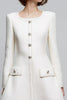 Load image into Gallery viewer, Ivory Tweed Round Neck A Line Short Homecoming Outfits with Buttons