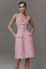Load image into Gallery viewer, Pink Tweed Cami Square Neck Tight Short Homecoming Dress