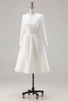 Load image into Gallery viewer, Ivory Tweed A Line Midi Pageant Interview Dress with Sleeves