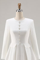 Load image into Gallery viewer, Ivory Tweed A Line Midi Pageant Interview Dress with Sleeves