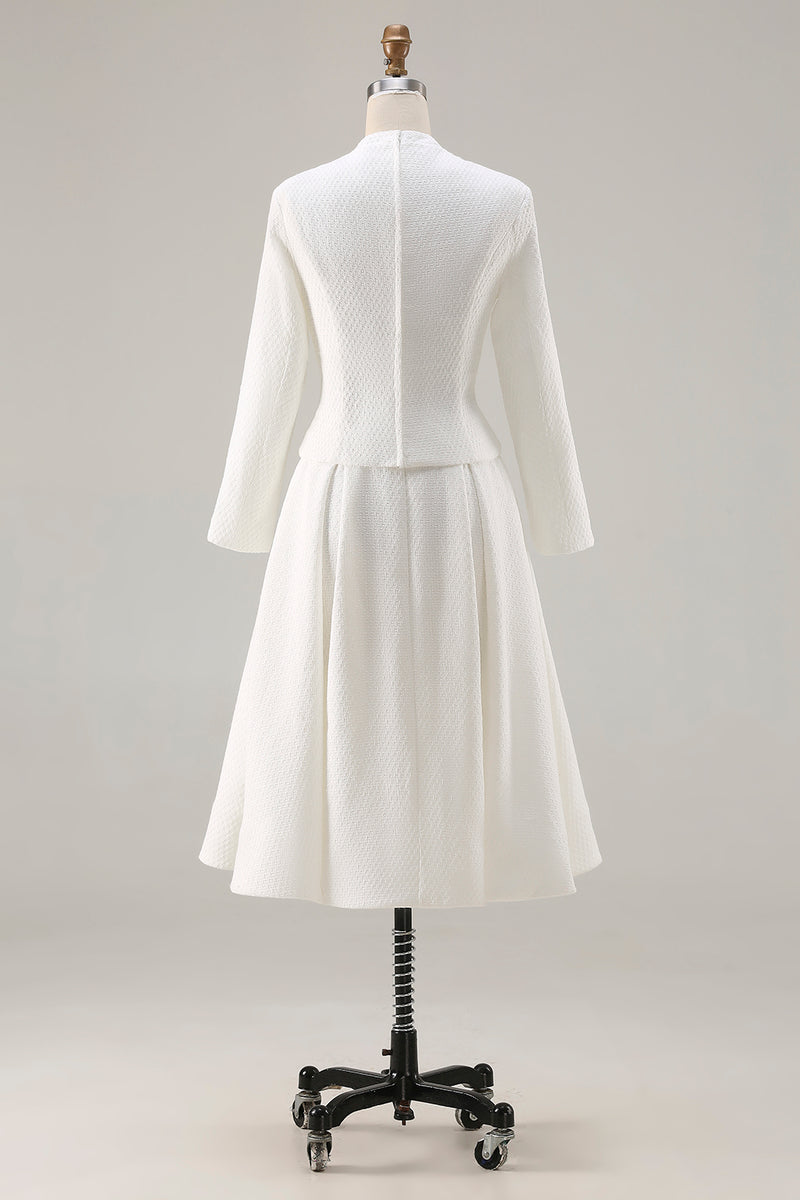 Load image into Gallery viewer, Ivory Tweed 2 Piece Single Breasted Midi Homecoming Outfits