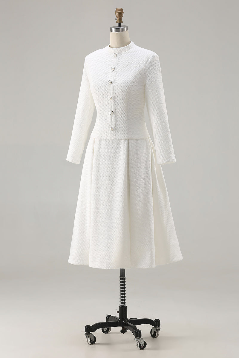 Load image into Gallery viewer, Ivory Tweed 2 Piece Single Breasted Midi Homecoming Outfits