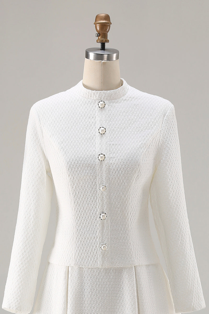 Load image into Gallery viewer, Ivory Tweed 2 Piece Single Breasted Midi Homecoming Outfits