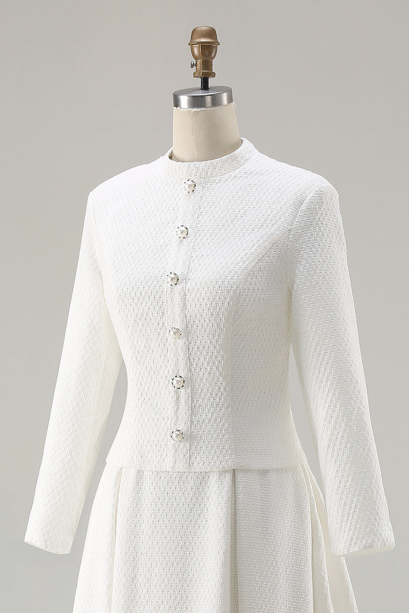 Load image into Gallery viewer, Ivory Tweed 2 Piece Single Breasted Midi Homecoming Outfits