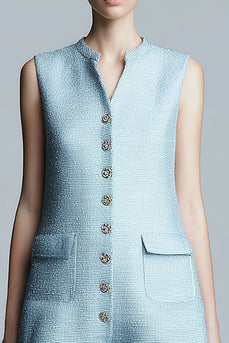 Sky Blue Tight Tweed Short Homecoming Dress with Ruffles