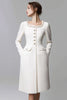 Load image into Gallery viewer, Ivory Tweed Scoop Neck Tight Short Pageant Interview Dress with Pearls