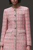 Load image into Gallery viewer, Pink Tweed Plaid Tight Short Homecoming Dress with Sleeves