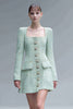 Load image into Gallery viewer, Mint Green Tweed Square Neck Tight Short Homecoming Dress