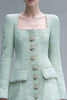 Load image into Gallery viewer, Mint Green Tweed Square Neck Tight Short Homecoming Dress