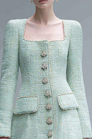 Load image into Gallery viewer, Mint Green Tweed Square Neck Tight Short Homecoming Dress