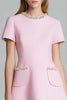 Load image into Gallery viewer, Pink Round Neck A Line Short Sleeves Homecoming Dress with Pearls