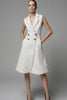 Load image into Gallery viewer, Ivory Notched Lapel Tweed Short Homecoming Outfits with Pockets