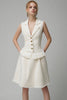 Load image into Gallery viewer, Ivory 2 Piece Tweed Notched Lapel Short Homecoming Outfits