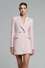Load image into Gallery viewer, Pink Tweed Notched Lapel Short Pencil Blazer Dress with Sleeves