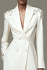 Load image into Gallery viewer, Ivory Satin Shawl Lapel Short Pencil Dress with Beading