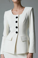 Load image into Gallery viewer, 2 Piece Ivory  Bodycon Satin Short Single Breasted Business Suits