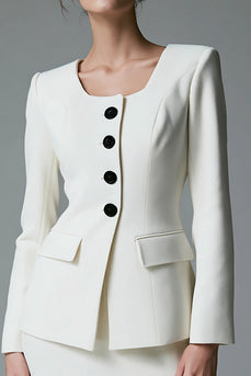 2 Piece Ivory  Bodycon Satin Short Single Breasted Business Suits