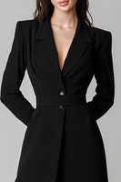 Load image into Gallery viewer, Black Peak Lapel Single Breasted Short Blazer Dress with Sleeves