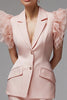 Load image into Gallery viewer, 2 Piece Pink Bodycon Notched Lapel Short Business Suits with Ruffles