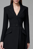 Load image into Gallery viewer, Black Peak Lapel Short Blazer Dress with Sleeves