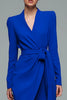 Load image into Gallery viewer, Simple Royal Blue Bodycon V-Neck Short Work Dress with Sash
