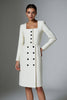 Load image into Gallery viewer, Ivory Satin Buttons Short Pencil Blazer Dress with Sleeves