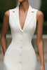 Load image into Gallery viewer, Ivory Single Breasted Satin Notched Lapel Midi Blazer Dress with Pockets