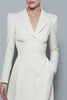 Load image into Gallery viewer, Ivory Satin A Line Notched Lapel Short Blazer Dress with Pockets