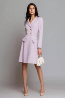 Load image into Gallery viewer, Lilac Notched Lapel Double Breasted Short Blazer Dress with Sleeves